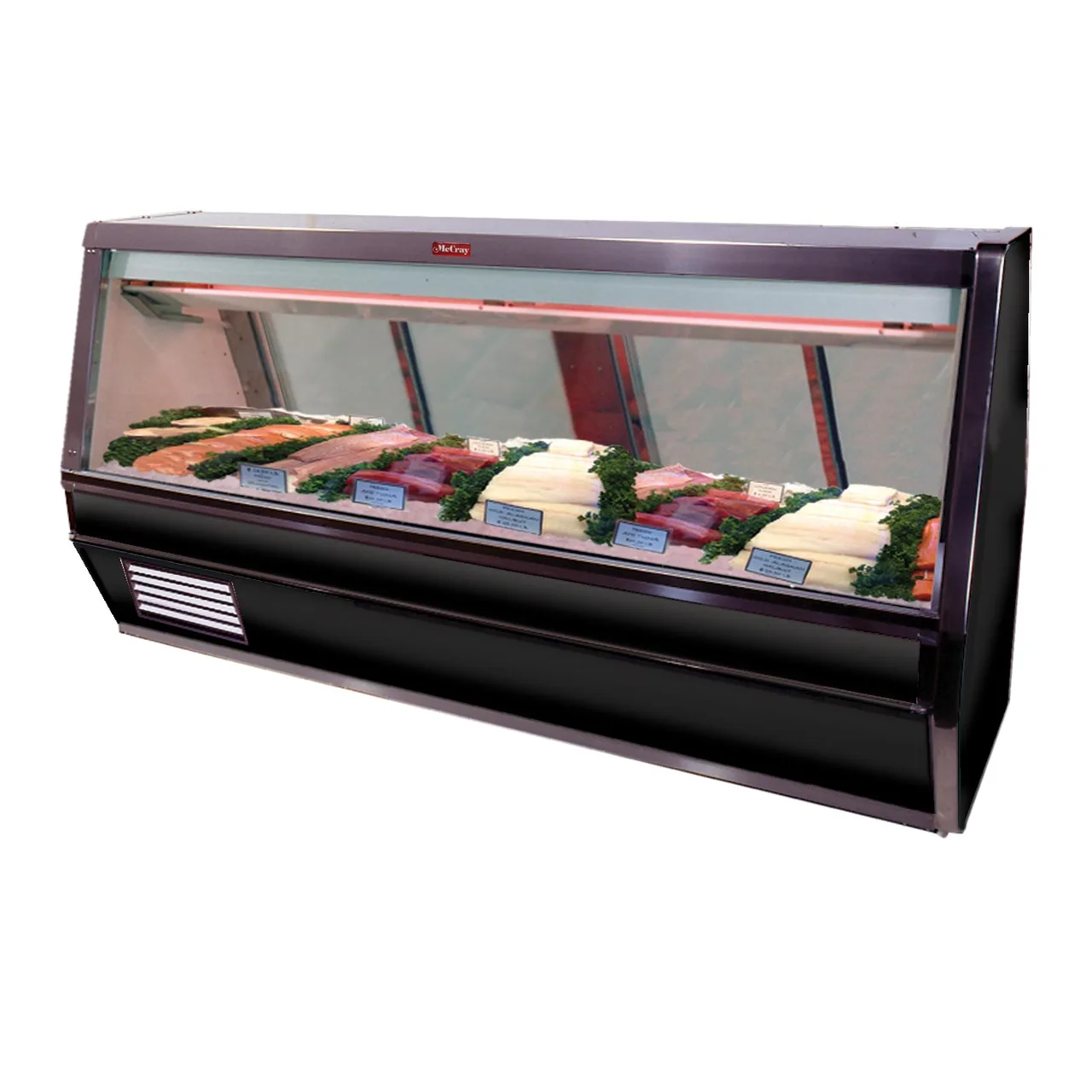 Howard-McCray SC-CFS40E-6-S-LED 77" Flat Refrigerated Seafood Display Case, Stainless