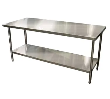 Winholt DTSBB-3060 60" Open Base Work Table with Undershelf, 6" Boxed Backsplash / 16 Gauge Top