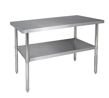 Klinger's Trading 16GA-AST2448 48" Open Base Work Table with Undershelf, 16 Gauge Flat Top