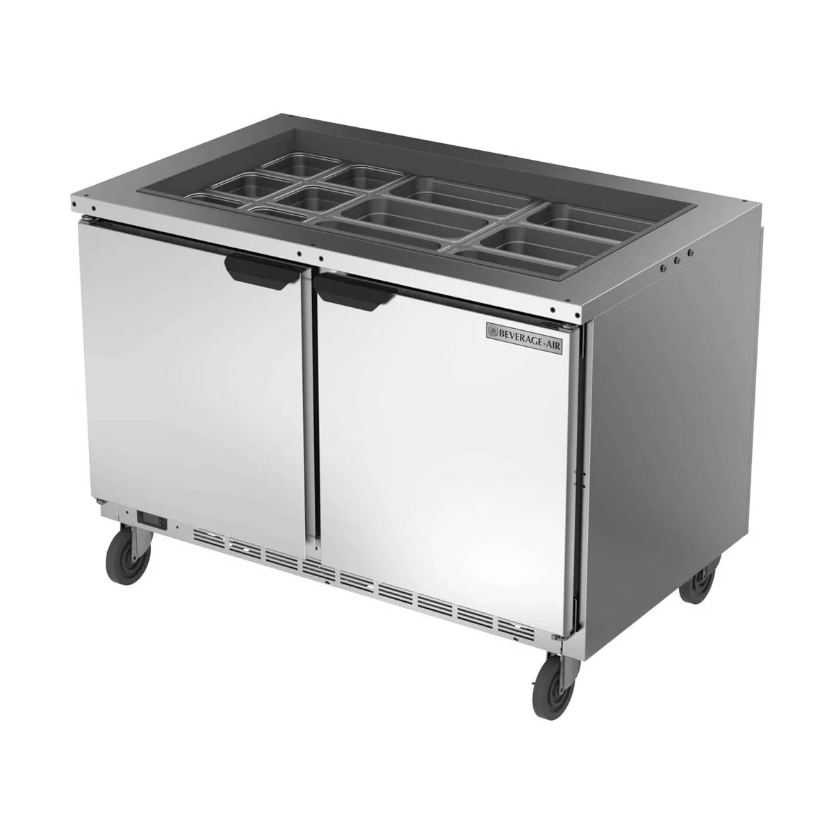 Beverage Air SPE48HC-18-S 48" Two Section Sandwich/Salad Prep Table w/ 2 Doors, 13 cu. ft.