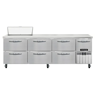 Continental Refrigerator RA93N8-D 93" Sandwich / Salad Prep Table w/ 6 Drawers & 1 Door, 8 Pans