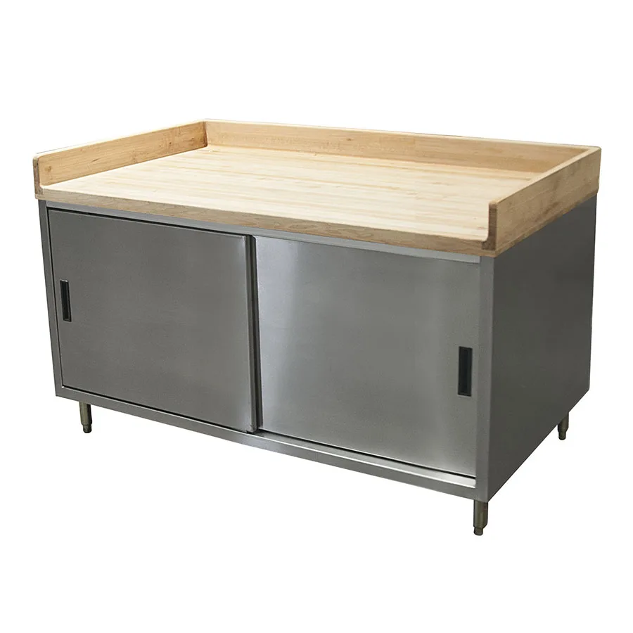 BK Resources CMBT-3648S Chef Table, Cabinet Base with Sliding Doors