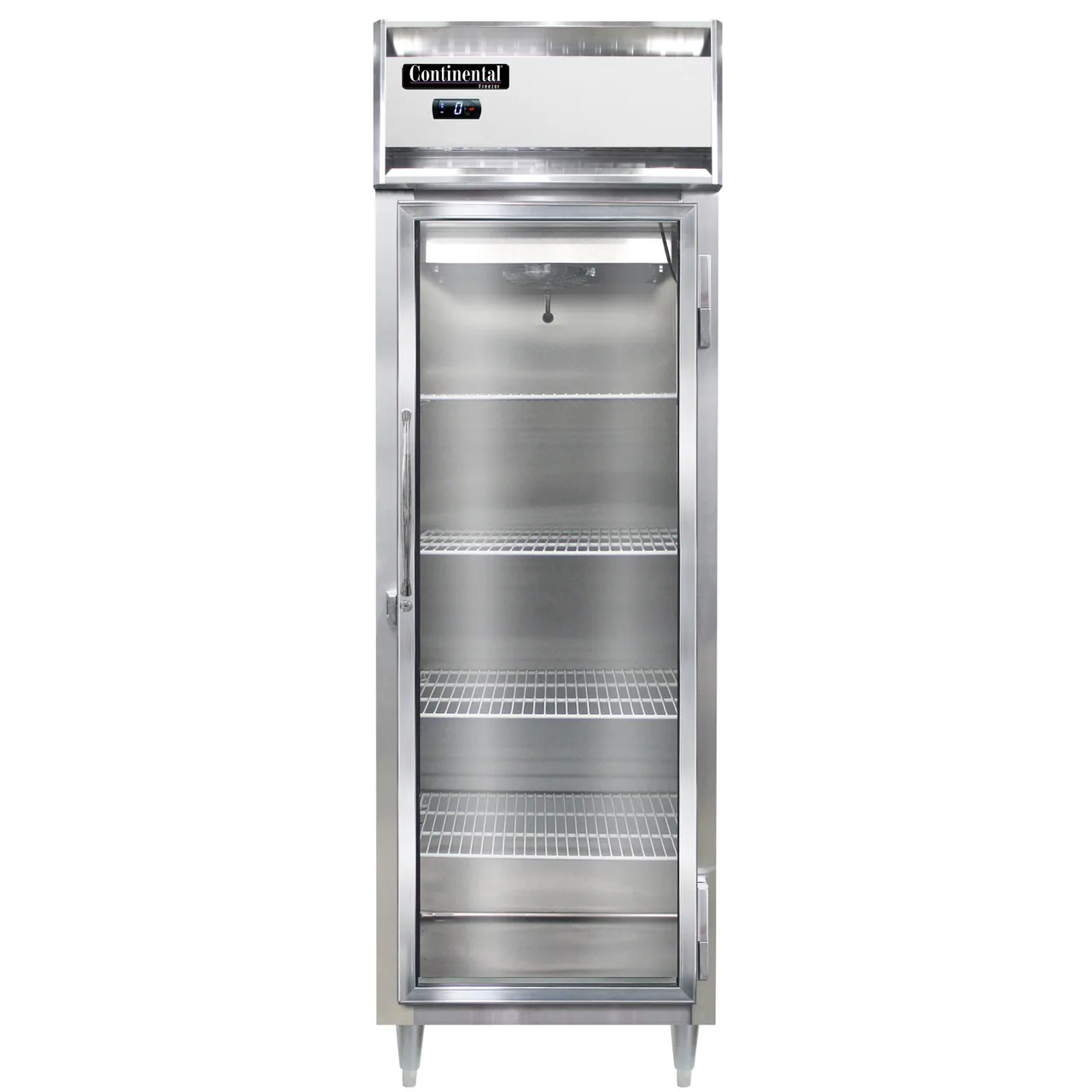 Continental Refrigerator D1FNGD 26" 1-Section Glass Door Reach-In Freezer, Top Mounted, 21 cu. ft., Stainless Steel Front
