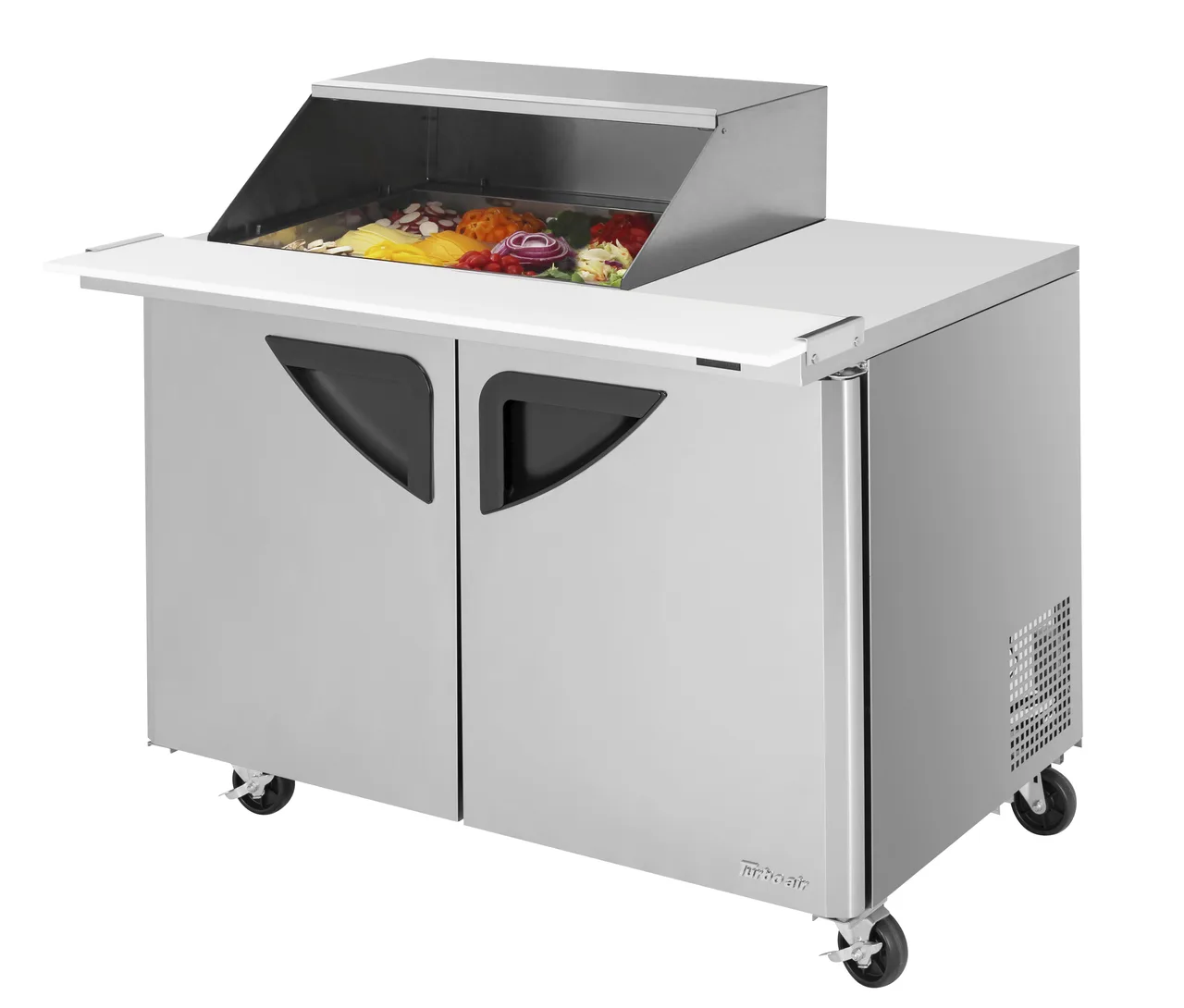Turbo Air TST-48SD-12M-N-SL(-LW) 48" 2-Door Mega Top Sandwich and Salad Prep Table, 12 Pans, Stainless Steel