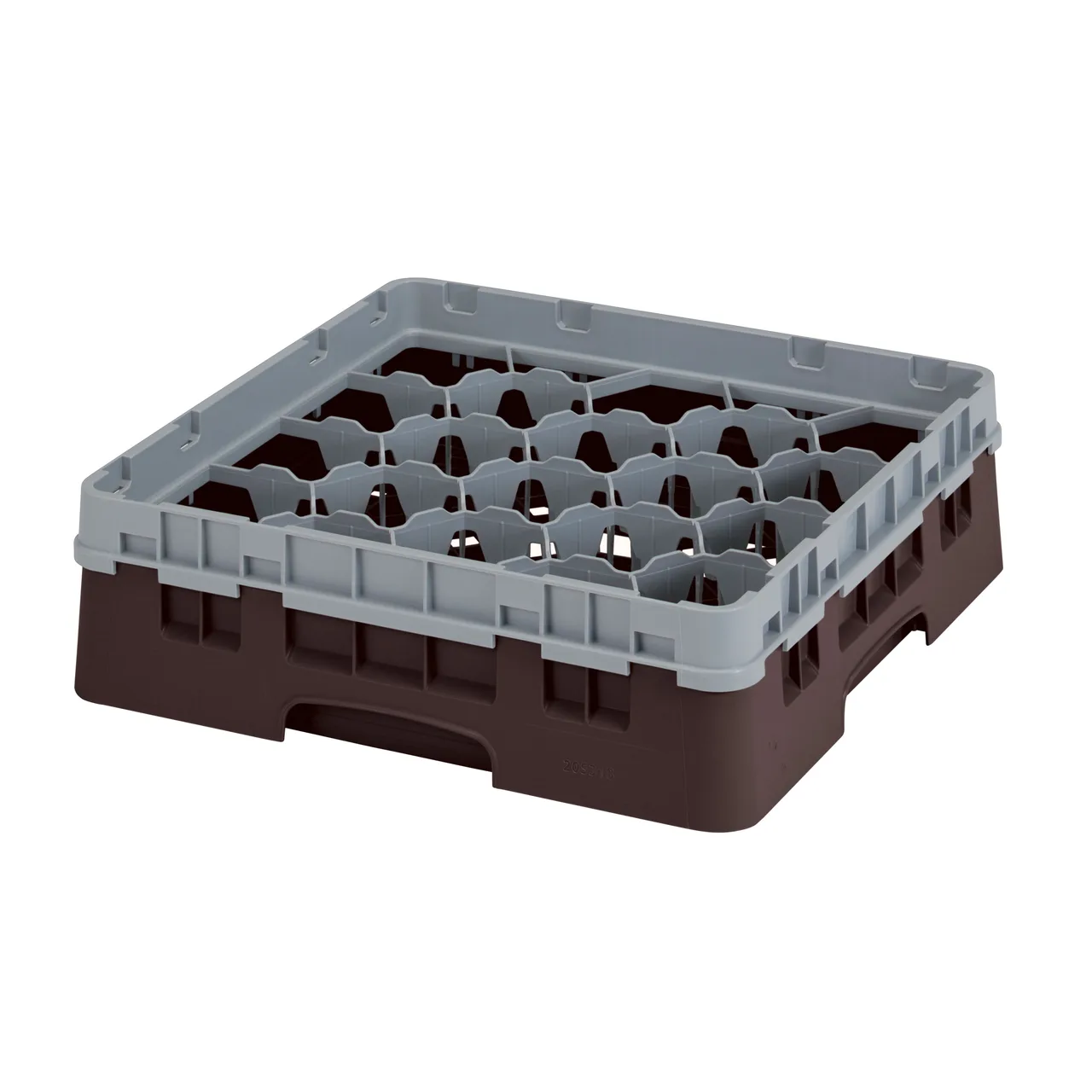 Cambro 20S318167 Camrack Glass Rack, Brown, Full Size, 19-3/4 x 19-3/4, 20 Compartments, 3-7/8 Max Dia