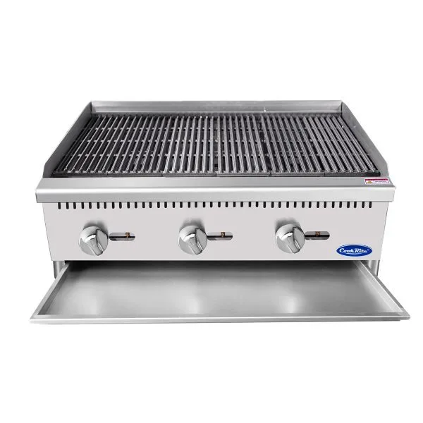Atosa USA ATCB-36 36" Countertop Gas Charbroiler, (3) Stainless Steel Burners with Manual Controls