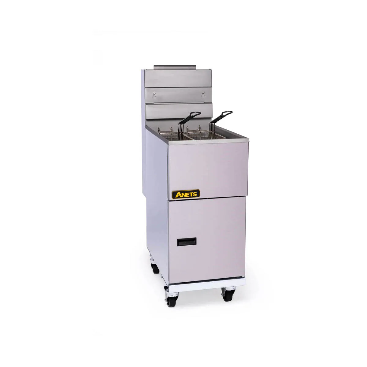 ANETS 40AV 15" Full Pot Floor Model Gas Fryer w/ 35 lbs Capacity, 2 Twin Baskets, Millivolt Control