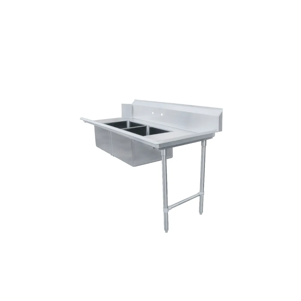 Omcan USA 48486 Soiled Straight Dishtable with (2) 20"x20" Sinks – 72" W x 30" D / Right to Left