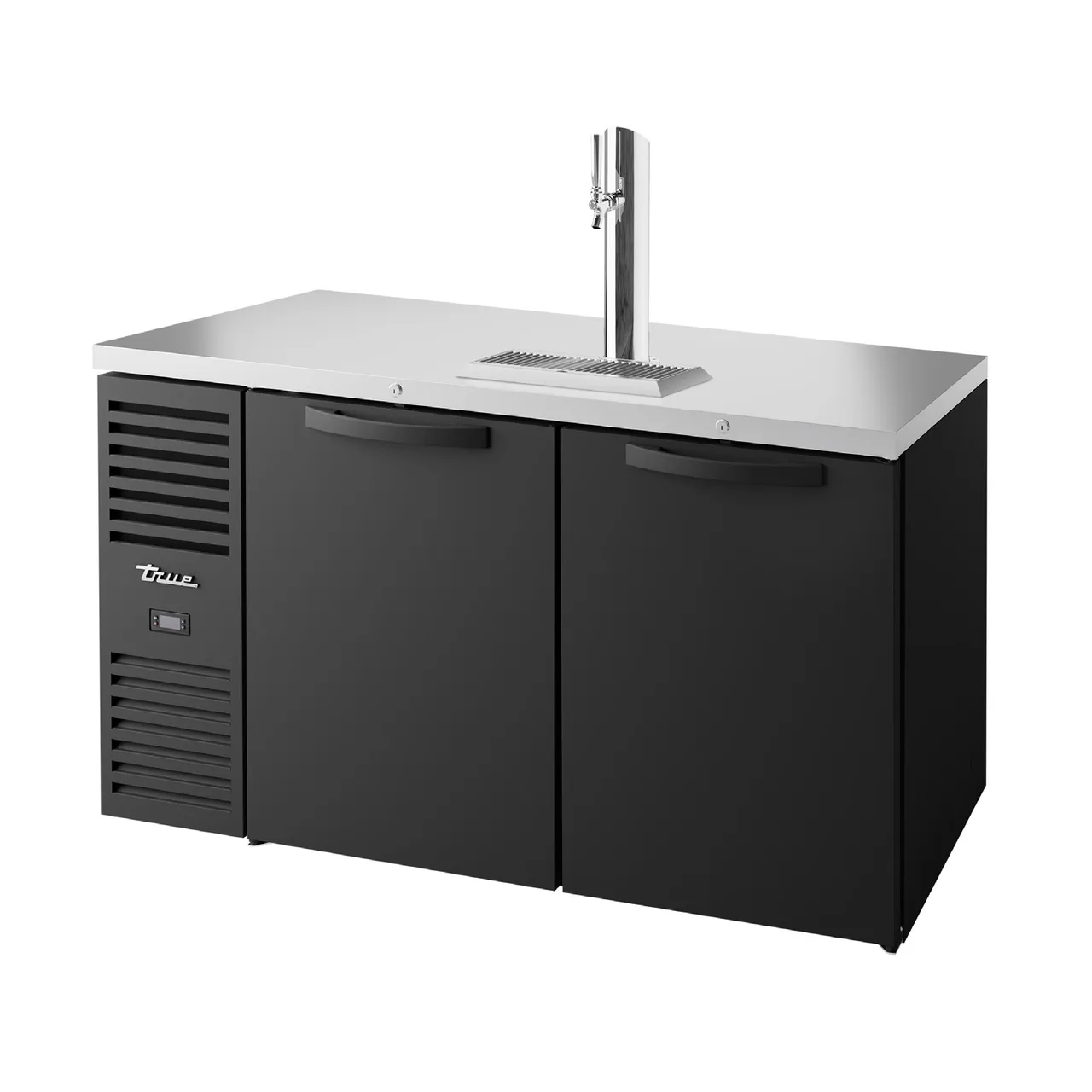 True TDR60-RISZ1-L-B-SS-1 60" Two Section Black Solid Door Draft Beer Cooler, 120 Volts