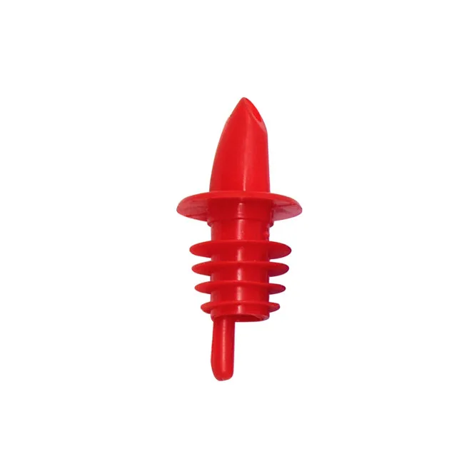 Omcan USA 80855 - Red Plastic Free-Flow Liquor Pourer, No Collar, 12 per Pack, Durable Plastic Construction,