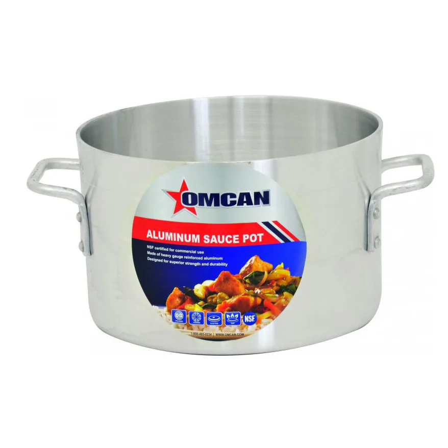 Omcan USA 43390 Sauce Pot – 8 Qt, 9.8" Diameter x 6.5" Deep, Aluminum, Riveted Handles, NSF