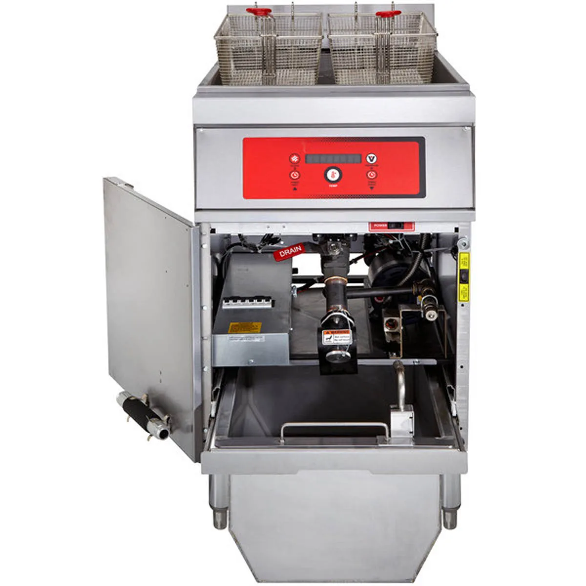 Vulcan 1ER85DF Full Pot Floor Model Electric Fryer w/ 85-lb., Digital Controls, Twin Baskets