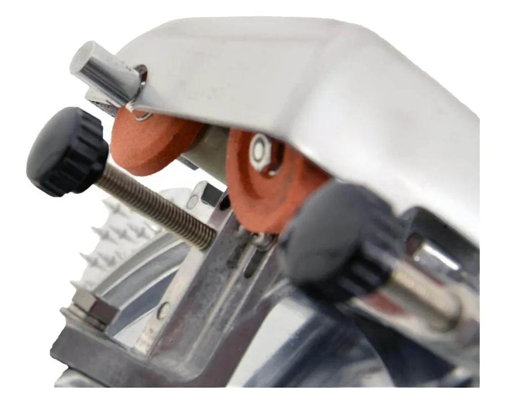 Omcan USA 41711 - Manual Meat Slicer, 10" Belt-Drive Knife, 1/5 HP 110V 60Hz Motor, NEMA 5-15P Cord, CE Certified