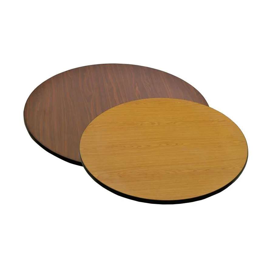 Omcan USA 43168 - 36" Round Reversible Oak/Walnut Laminate Table Top, 1" Thick, 36" Diameter