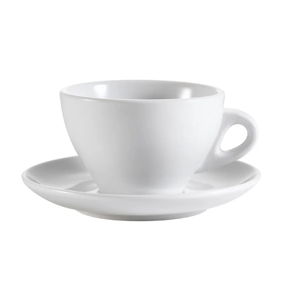 CAC China E-75 Cup & Saucer Set, 3‑5/8"×2‑5/8" Cup, 5‑7/8"×1" Saucer, Dishwasher Safe - Set