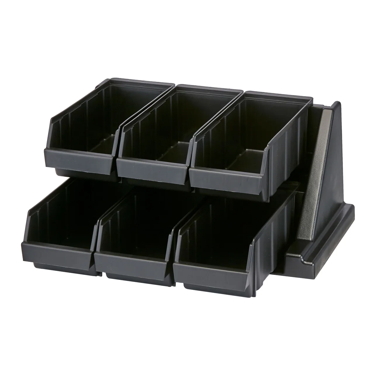 Cambro 6RS6110 Rack - 6 Black Plastic Bins, 20-1/8"L x 17-1/4"D x 9-1/4"H, Wall-Mount, 10 lb