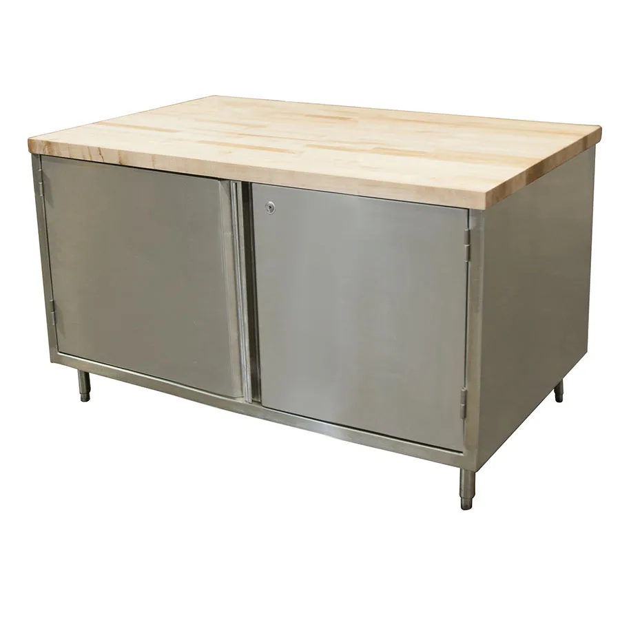 BK Resources CMT-3648HL Chef Table, Cabinet Base with Hinged Doors & Lock