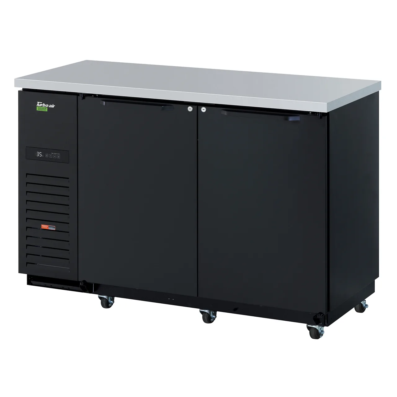 Turbo Air TBB-2SBD-N6 Super Deluxe Back Bar Cooler with Solid Door, Two Section 19 cu. ft.