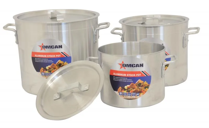 Omcan USA 43368 Stock Pot - 16 Qt., 11" Diameter x 10.2" Deep, Dual Handles, Aluminum, NSF
