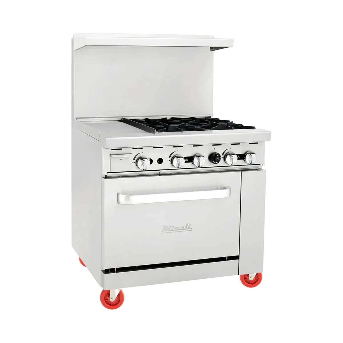 Migali C-RO4B-12GL-LP 36" 4 Burner LP Gas Range w/ 12" Griddle, Standard Oven, 140.000 BTU