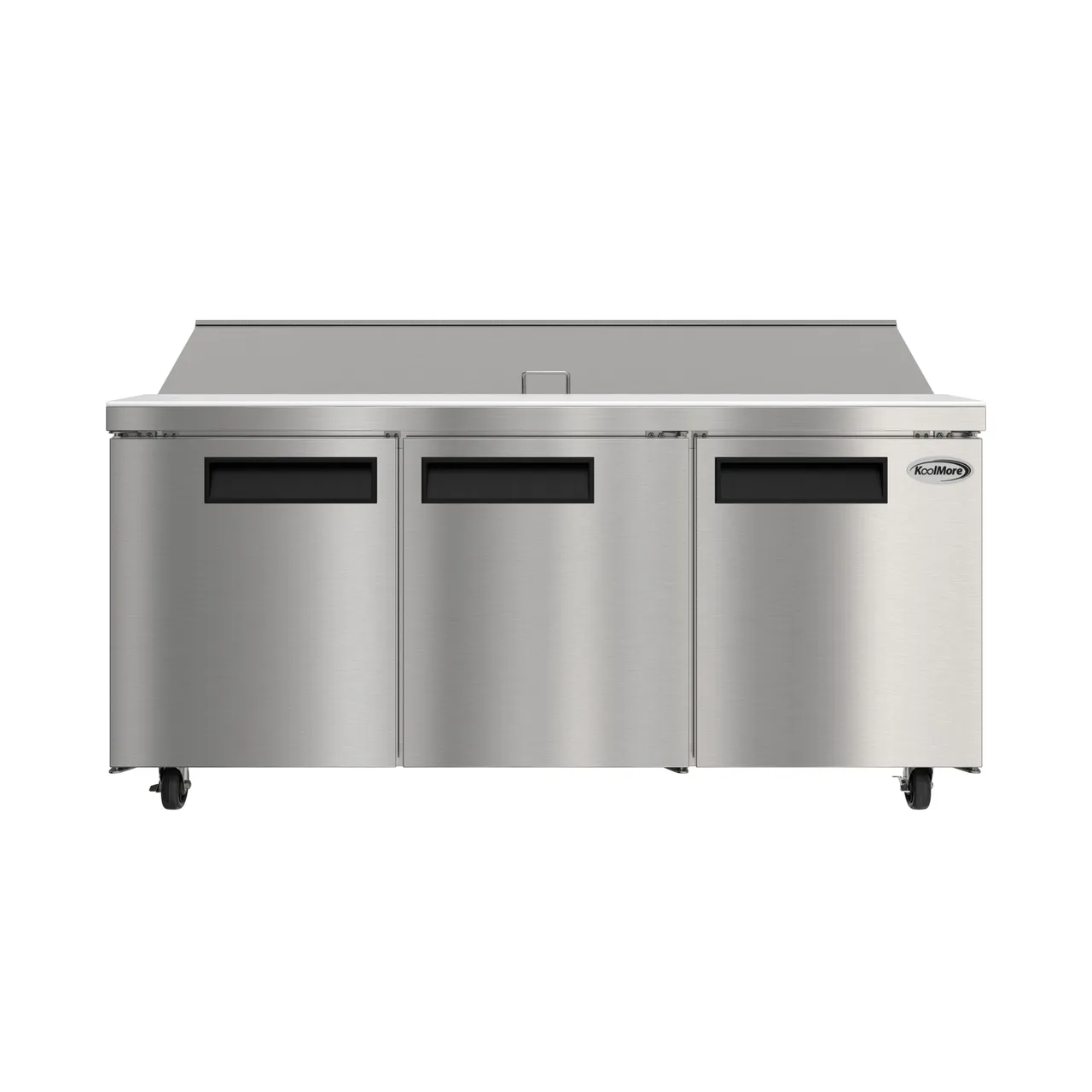 Koolmore KM-PTR70-3D 71" 3-Door Sandwich and Salad Prep Table, 18 Pans, Stainless Steel