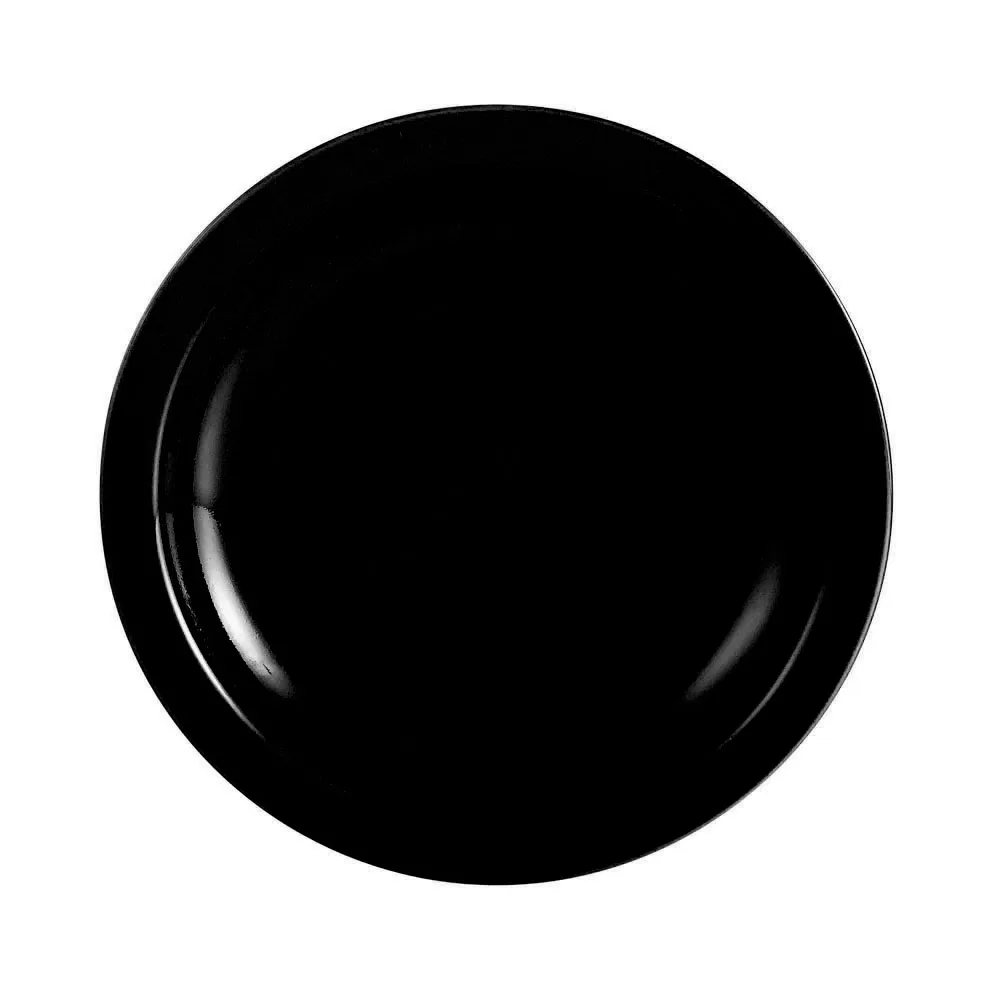 CAC China L-6NR-BLK Las Vegas Plate, 6-1/2" Dia x 3/4" H, Round Narrow Rim Ceramic Black - Dozen