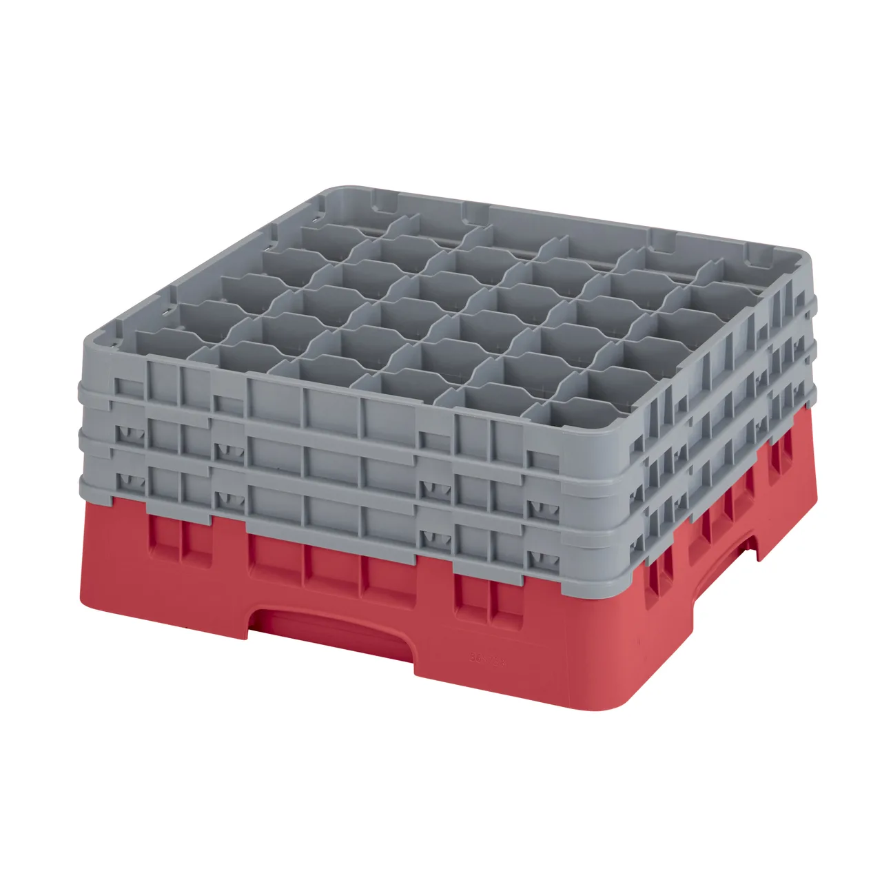 Cambro 36S738163 Camrack Glass Rack, Red, Full Size, 19-3/4 x 19-3/4, 36 Compartments