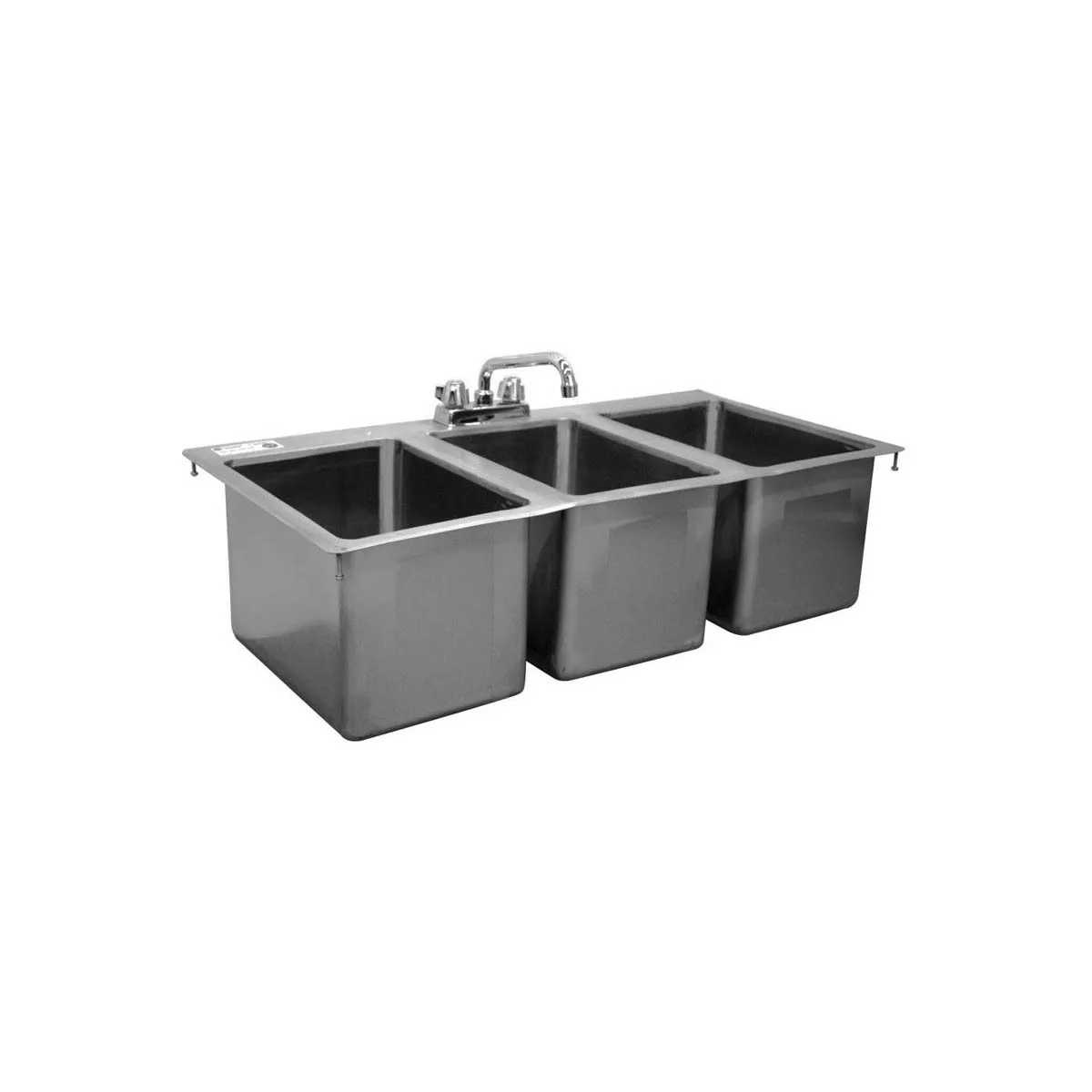 Serv-Ware DIS-3C1014-CWP 36" Drop-In Sink, 10"W x 14"L x 10"D Bowl / (3) Compartment