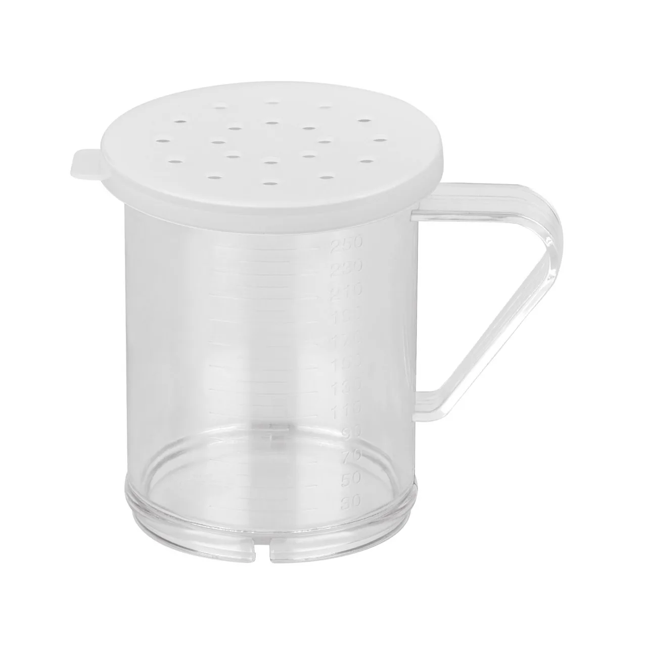 CAC China PDRG-10C-4 - 10 oz Clear Lid Dredge, Aluminum Construction with Handle, 4mm Thickness, Set