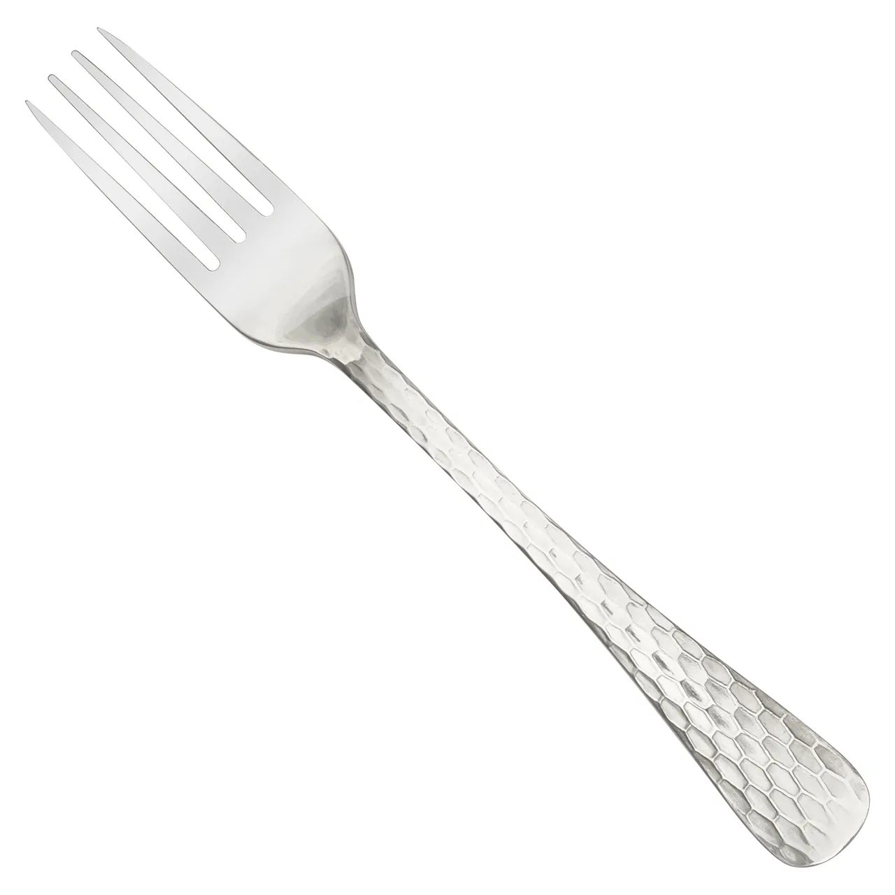 Winco 0023-05 Caspian Dinner Fork, 18/0 Stainless Steel, Hammered Finish, Medium Weight - 1 Dozen
