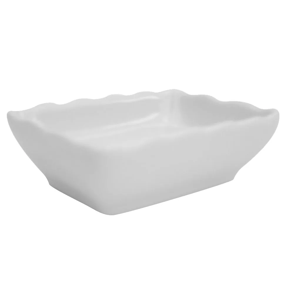 CAC China SHA-32A - White Porcelain Sauce Dish, 4" x 2-5/8" x 1-1/8", Dishwasher Safe - 1 Dozen