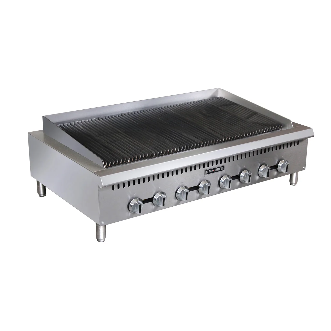 Black Diamond BDCTC-48 48" Countertop Gas Charbroiler w/ (8) Burners, 160.000 BTU