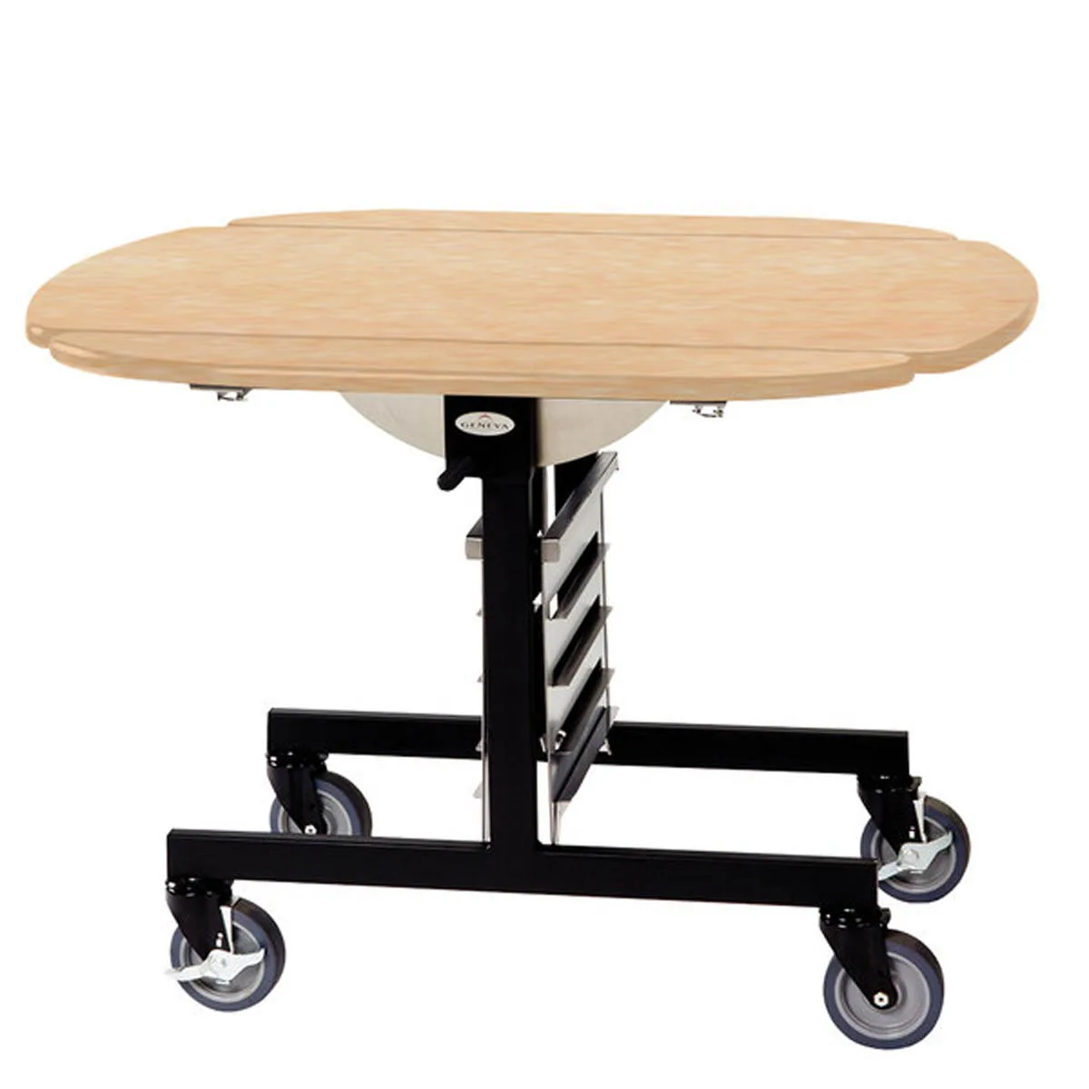 Lakeside 74405 Room Service Table, Oval, Tri-Fold, 43"W x 36"D x 31"H, 5" Casters (2 w/ Brakes)