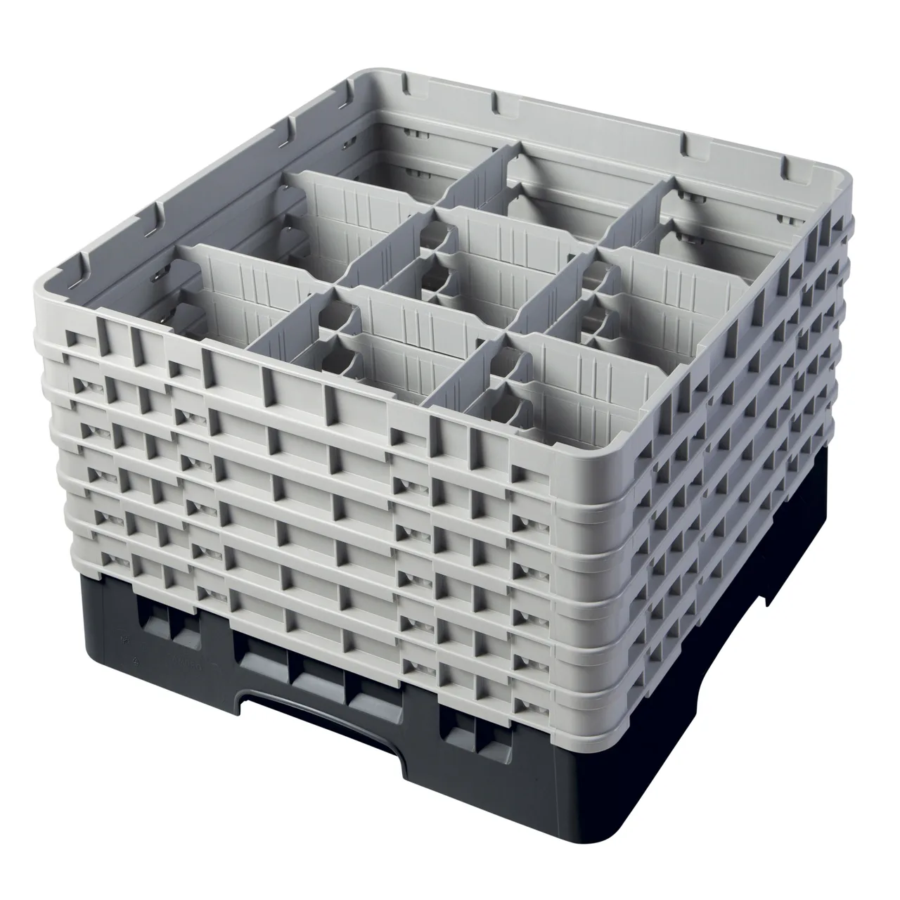 Cambro 9S1114110 Camrack Glass Rack, Full Size, 19-3/4 x 19-3/4, 9 Compartments, Black, HACCP Compliant, NSF Certified