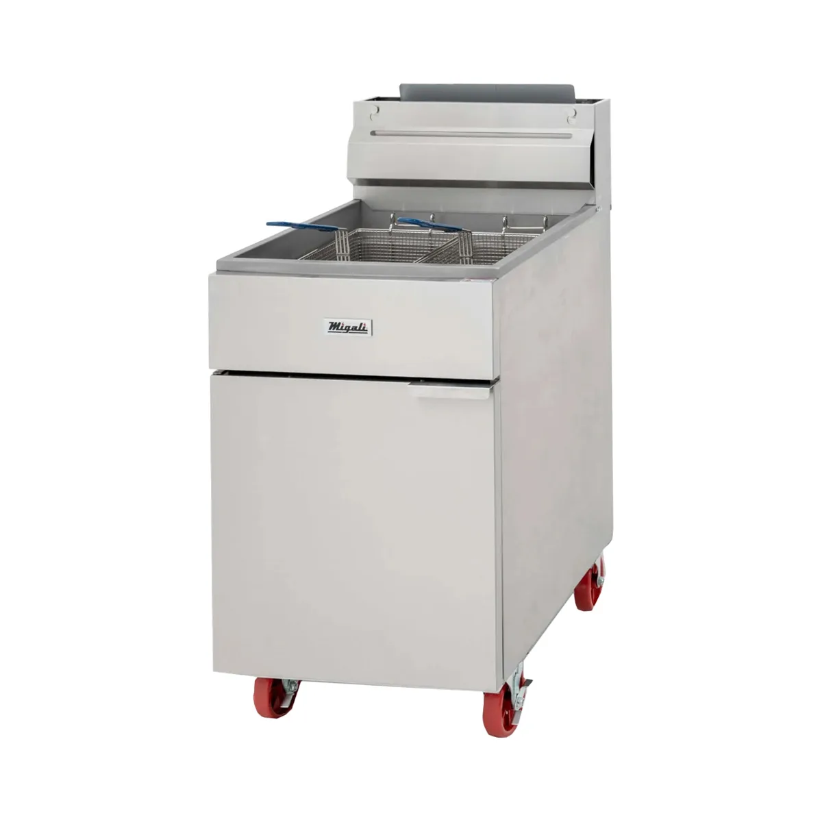 Migali C-F75-NG 21" Floor Model Natural Gas Full Pot Fryer w/ 75 lbs, 5 Burners, 170.000 BTU