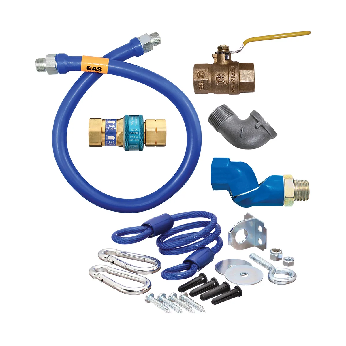 Dormont 1650KITS60 Deluxe SnapFast 60" Gas Connector Kit, Swivel MAX, Elbow and Restraining Cable