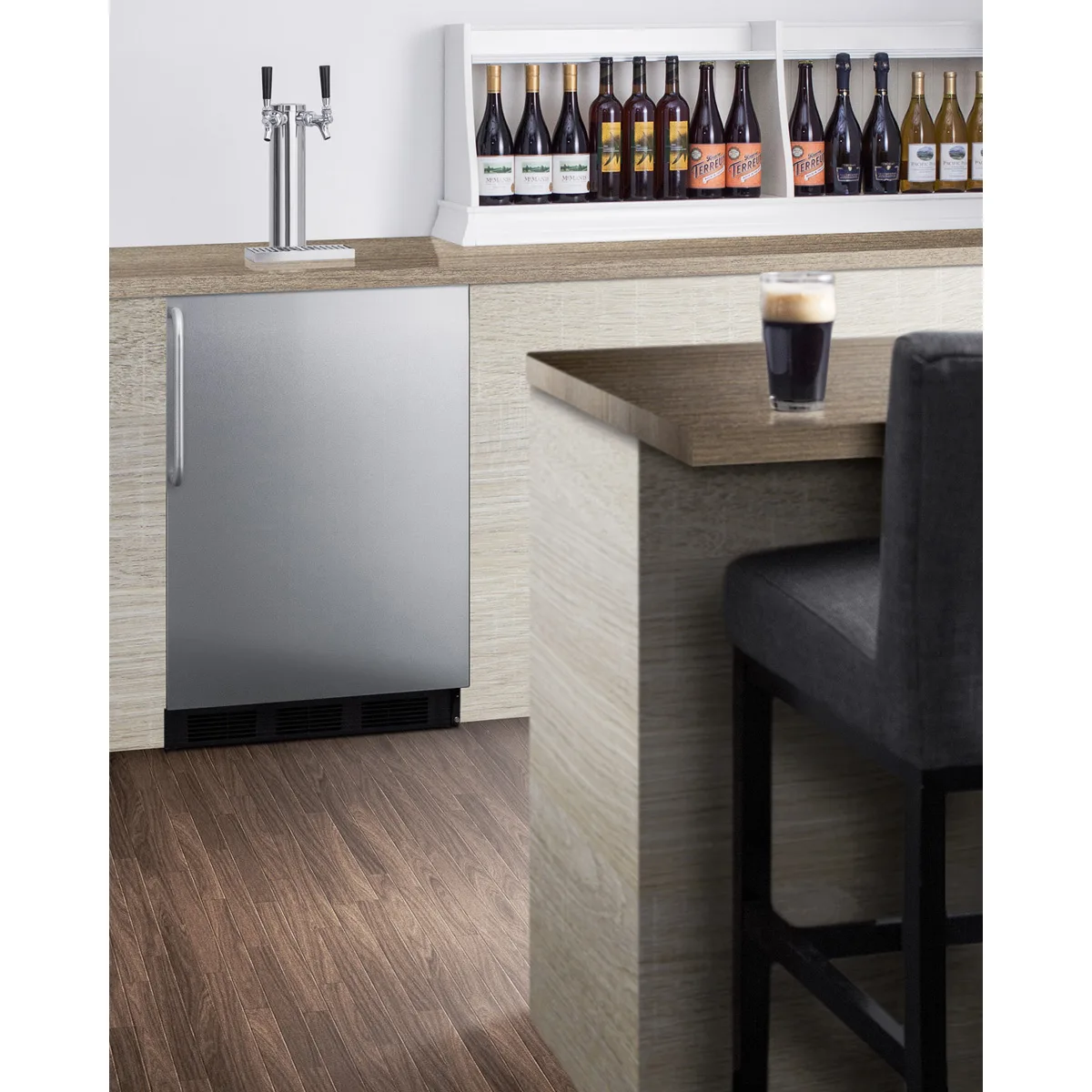 Summit SBC58BLBICSSADA 24" 1 Tower Draft Beer Cooler Dispenser, 5.5 cu. ft.