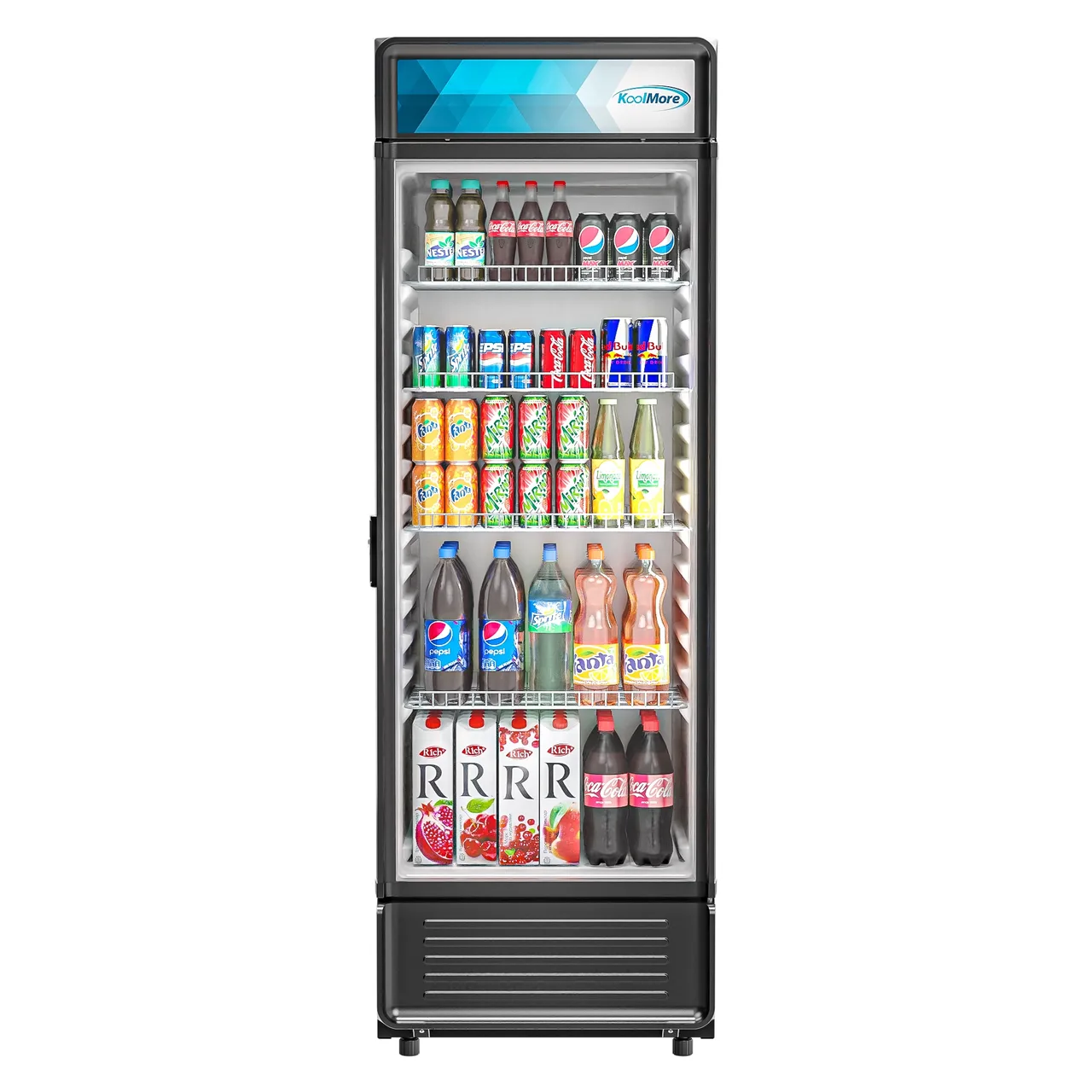 Koolmore MDR-1GD-12C 24" 1‑Section Glass Door Refrigerator, 12 cu ft, Steel, 1/4 HP, LED, R‑600a