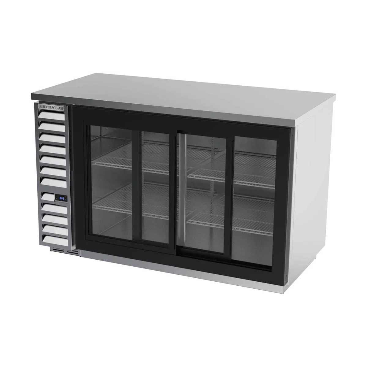 Beverage Air BB58HC-1-GS-S 59" 2 Section Black Back Bar Cooler with Glass Door