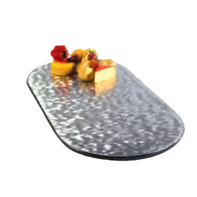 Lakeside 2430 Oval Display Tray, 36" x 18" Stainless Steel with Black Vinyl Edges, Feet, Made in USA