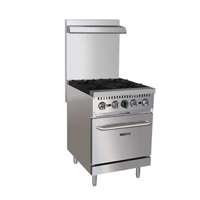 Adcraft BDGR-24/NG 24" Natural Gas Restaurant Range w/ (4) Open Burners, (1) Standard Oven,150.000 BTU