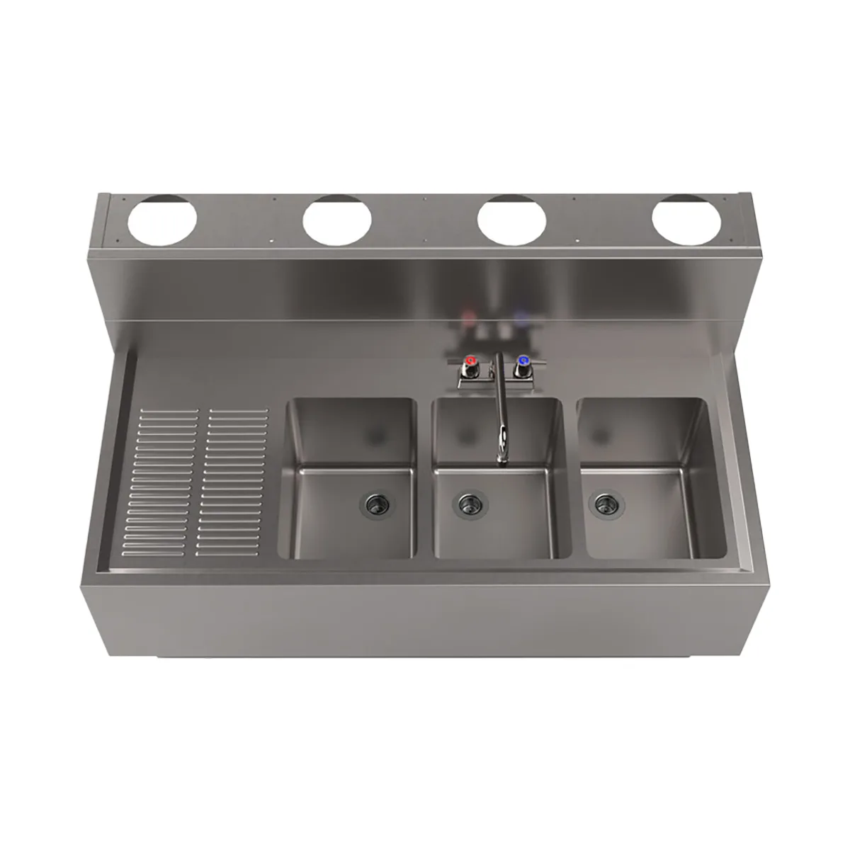 BK Resources UBDW-21-348LS Underbar Sink Units, 3 Compartment with Left Drainboard