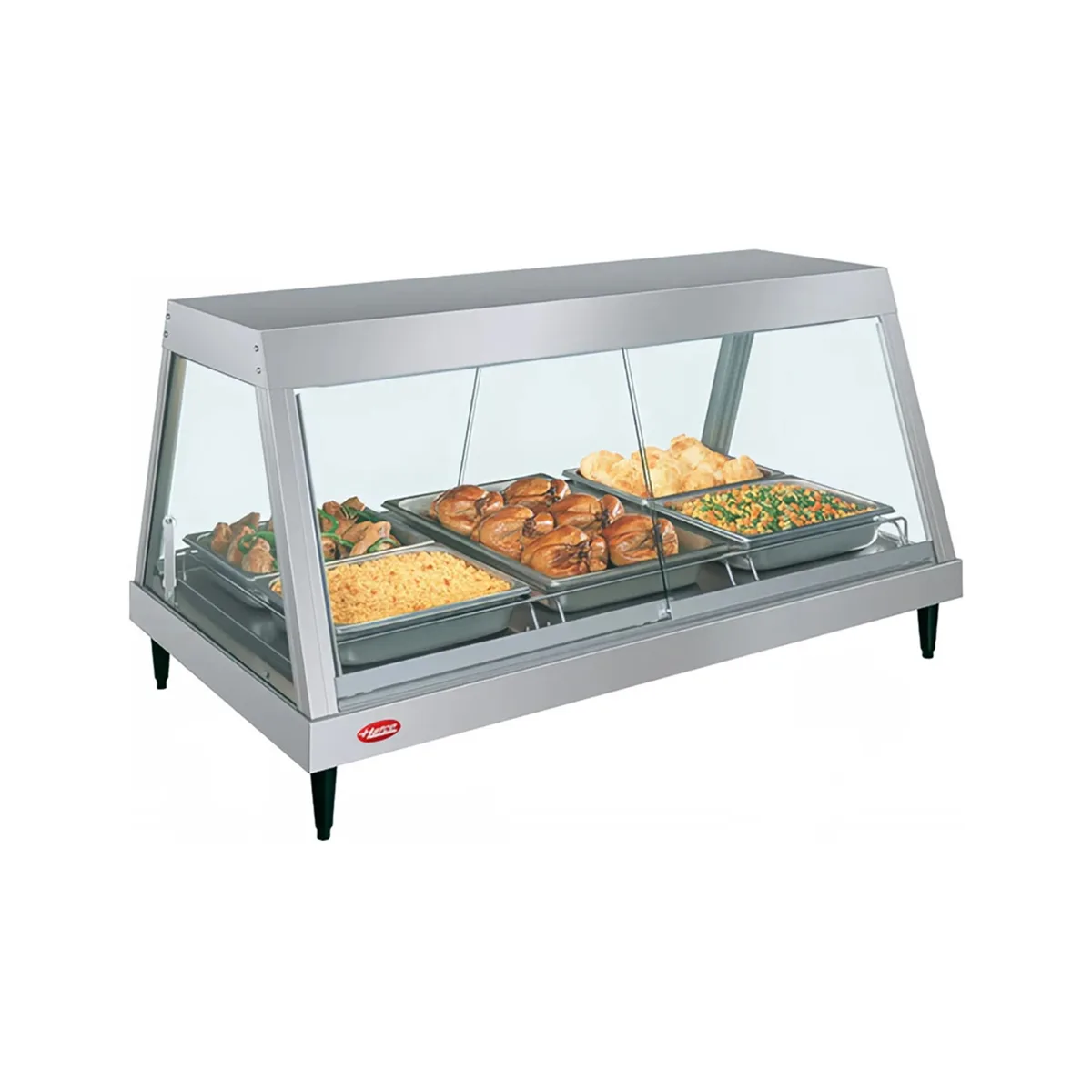 Hatco GRHD-4P 58 1/2" Glo-Ray Heated Display Case, Countertop, See-Thru Design, (4) Pan Single Shelf