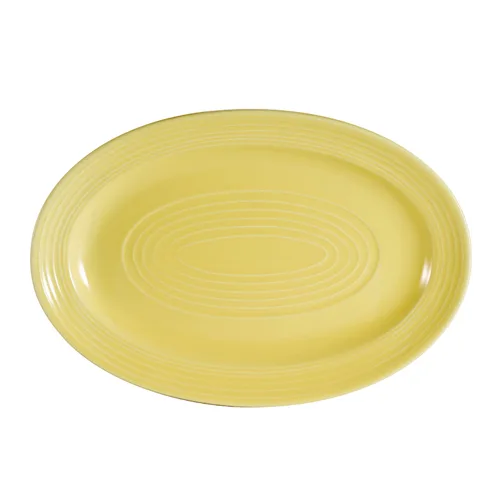 CACChina TG-34-SFL Platter, 9-5/8"L x 6-1/2"W x 1"H, Oval Embossed Rim, Sunflower Porcelain 1 Dozen