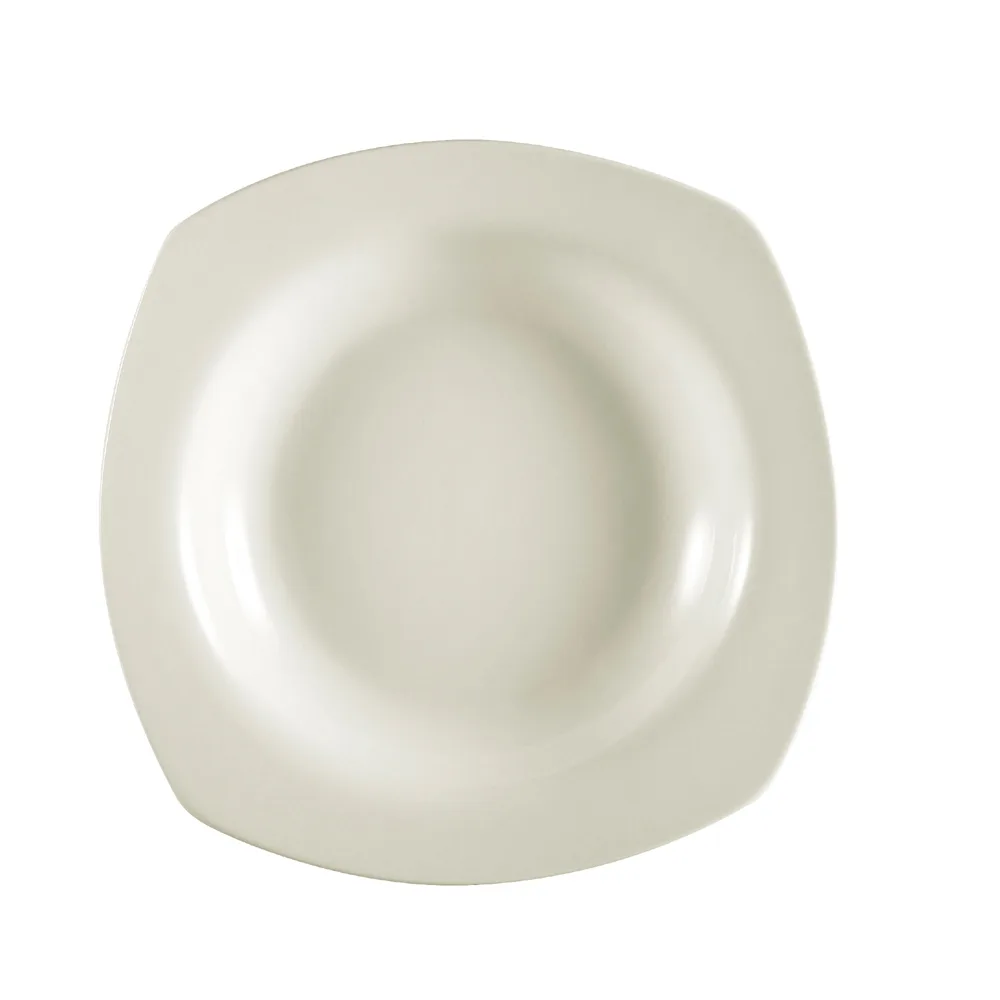 CAC China REC-88 22‑Oz Square Pasta Bowl, 11" × 11" × 2" Ceramic, White, Dishwasher Safe - 1 Dozen