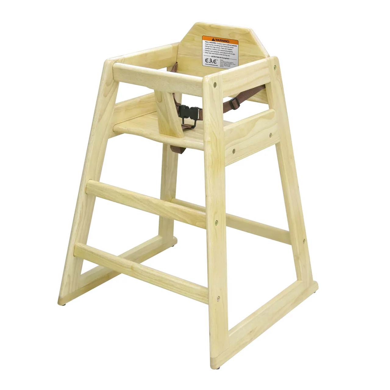 CAC China CHWH-30NAT Wooden High Chair, 29-3/4"H, Mahogany Finish, Natural, Restaurant Seating