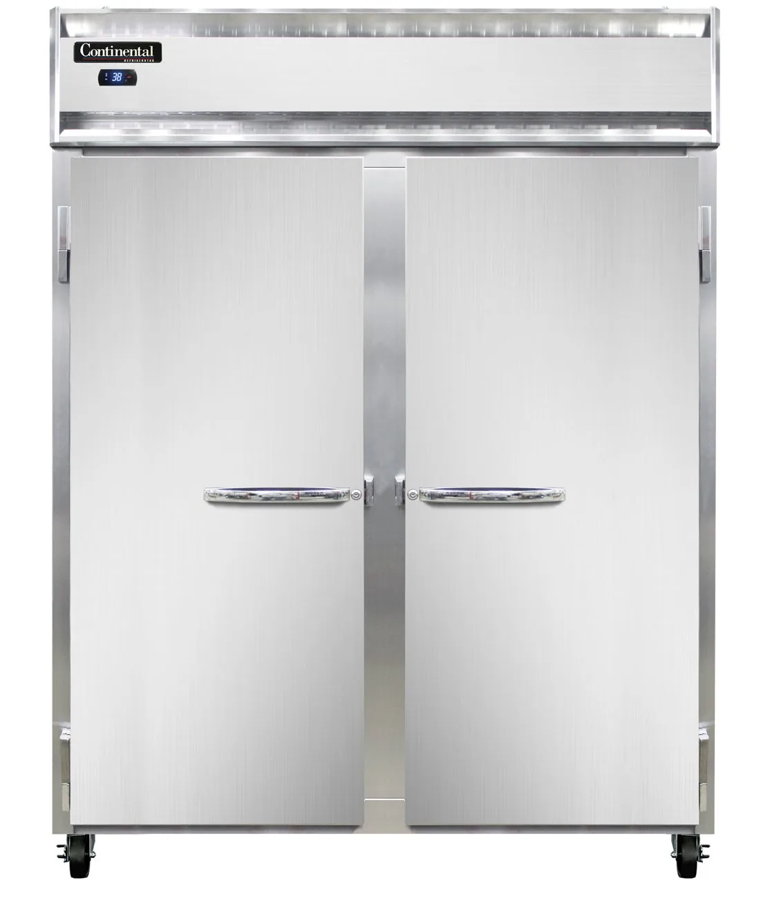 Continental Refrigerator 2RESNSS 57" 2-Section Reach-In Refrigerator w/ 2 Solid Doors, All Stainless Steel, 40 cu.ft.