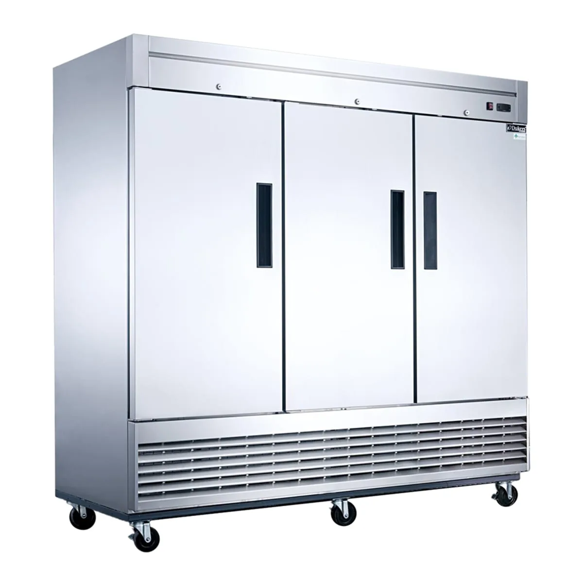 Dukers D83F 82 5/8" Three Section Reach In Freezer, (3) Left/Right Hinge Solid Doors, 115v