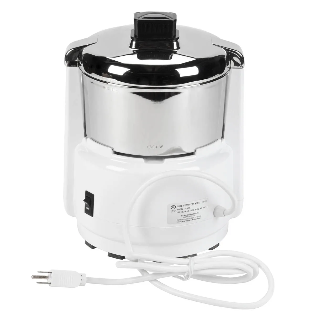 Waring 6001C Compact Heavy-Duty Fruit And Vegetable Juice Extractor With Stainless Steel Bowl and Cover And 3600 RPM Induction Motor