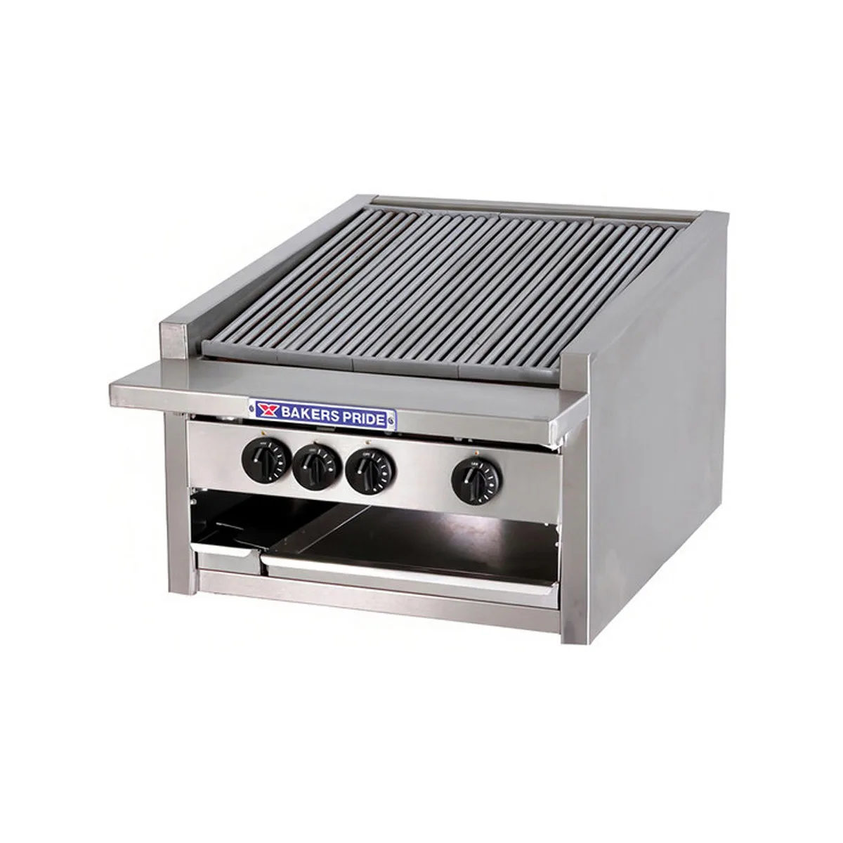 Bakers Pride L-24RS-C 24" Low Profile Countertop Gas Radiant/Lava Rock Charbroiler, 60.000 BTU